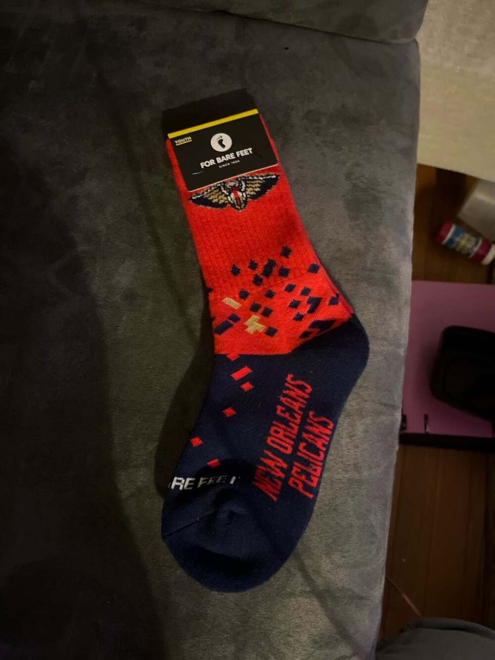 For Bare Feet New Orleans Pelicans Youth NBA Crew Socks